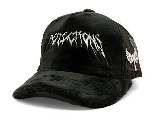 Kappe Reflection Luxury Fuzzy Trucker - Satin Black / White
