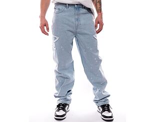 Hose Karl Kani OG Baggy Five Pocket Paintsplatter Denim Bleached blue/white
