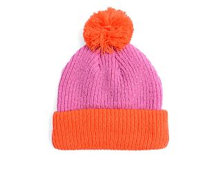 Damen Mütze New Era - Medium Knit Block Pom Beanie - Pastel Pink / Orange