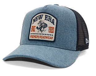 Kappe New Era - Western Rodeo Denim Patch 9FORTY Trucker - Himmelblau / Marine