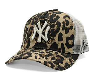 Damen Kappe New Era - MLB Summer Leopard 9FORTY M-CROWN A-Frame Trucker - NY Yankees - Brown