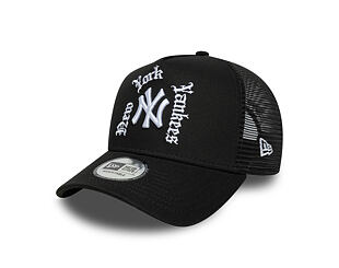 Kappe New Era - MLB Wordmark 9FORTY A-Frame Trucker - NY Yankees - Black