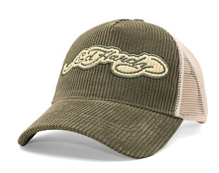 Kappe Ed Hardy - Embroidery Applique Cord 5 Panel Trucker Cap - Sage