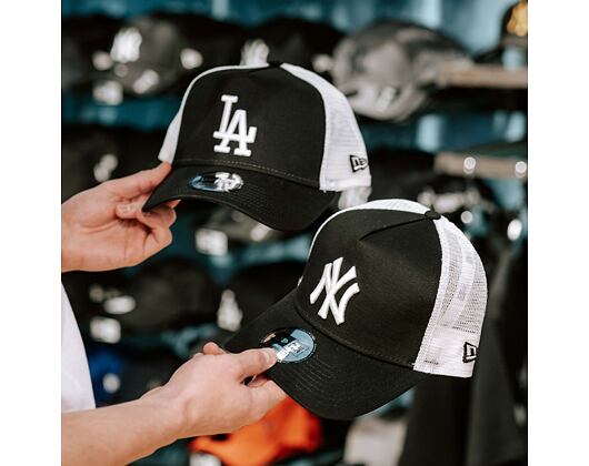 Kappe New Era - MLB Clean 9FORTY Trucker - LA Dodgers - Black / White
