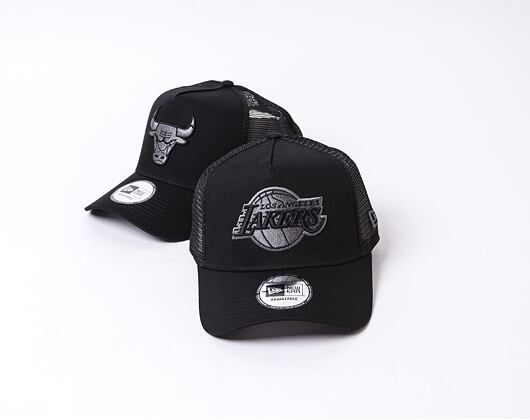 Kappe New Era - NBA Black on Black 9FORTY Trucker - LA Lakers - Black