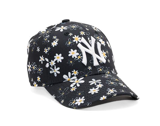 Kinder Kappe New Era 9FORTY Kids MLB All Over Print Daisy - NY Yankees - Black / White