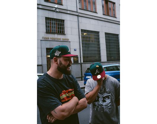 Kappe New Era 59FIFTY MLB "Leaf Drop" WS Patch Atlanta Braves Green / White