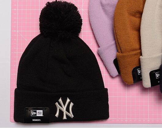 Damen Mütze New Era MLB Womens Metallic Pom Beanie - NY Yankees - Toasted Peanut / Metallic Gold