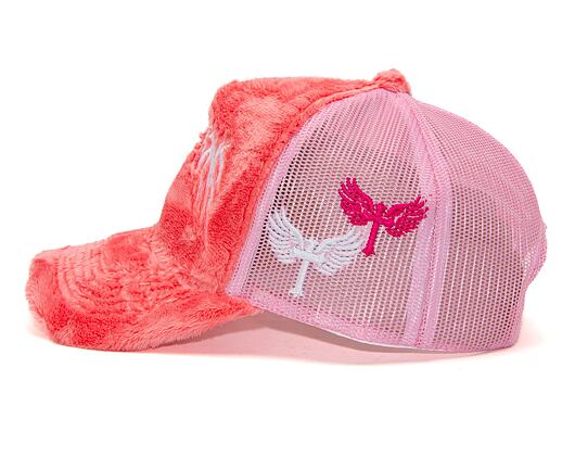 Kappe Reflection Luxury Fuzzy Trucker - Koralle Pink / Weiß