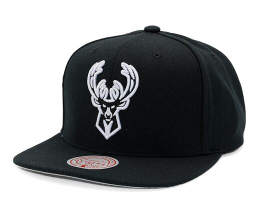 Kappe Mitchell & Ness - Evergreen Black/White Snapback - Milwaukee Bucks - Black