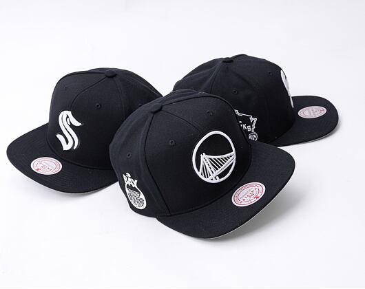 Kappe Mitchell & Ness - Evergreen Black/White Snapback - Golden State Warriors - Black