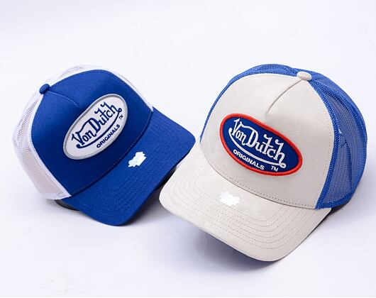 Kappe Von Dutch - Trucker Boston - Caps - Suede - Blue/ Cream