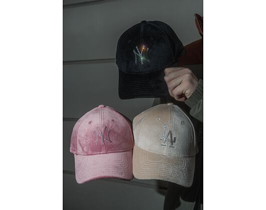 Damen Kappe New Era - 9FORTY Womens MLB Velour Diamante - NY Yankees - Pink