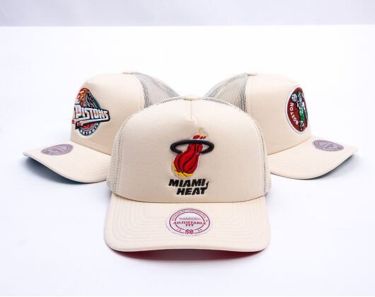 Kappe Mitchell & Ness - Miami Heat - Evergreen Trucker Hwc - Off White