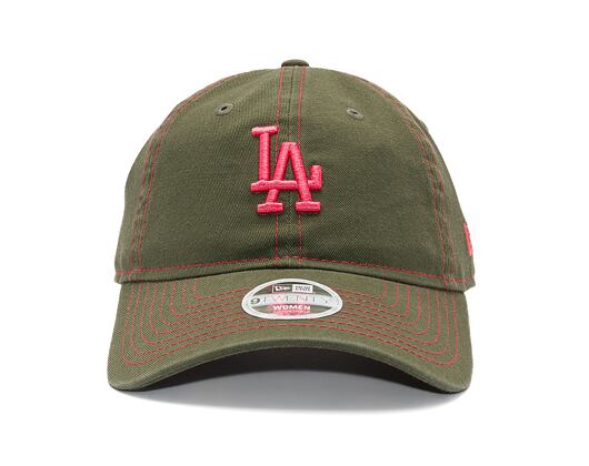 Damen Kappe New Era - MLB Contrast Stitch 9TWENTY - LA Dodgers - New Olive / Coral
