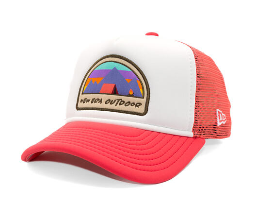 Kinder Kappe New Era - Branded Adventure Patch 9FORTY Trucker - Coral / White