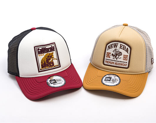 Kappe New Era - Branded Graphic Patch 9FORTY Trucker - White / Cherry