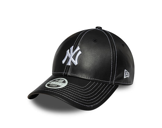 Damen Kappe New Era - MLB Contrast Stitch PU Leather 9FORTY - NY Yankees - Black / White