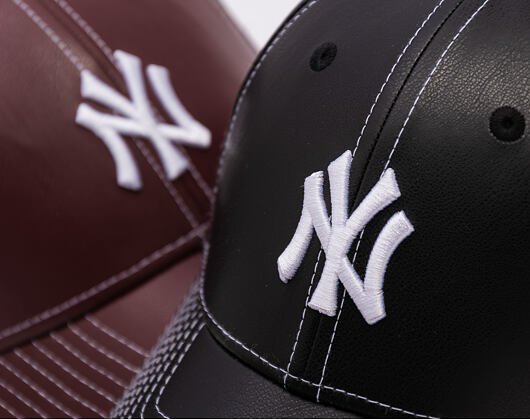 Damen Kappe New Era - MLB Contrast Stitch PU Leather 9FORTY - NY Yankees - Black / White
