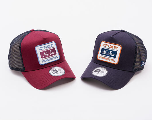 Kappe New Era - Buffalo Patch 9FORTY Trucker - Burgundy / Muted Indigo