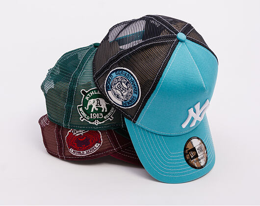 Kappe New Era - MLB Contrast Stitch WS Retro 9FORTY Trucker - LA Dodgers - Burgundy