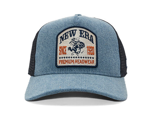 Kappe New Era - Western Rodeo Denim Patch 9FORTY Trucker - Himmelblau / Marine