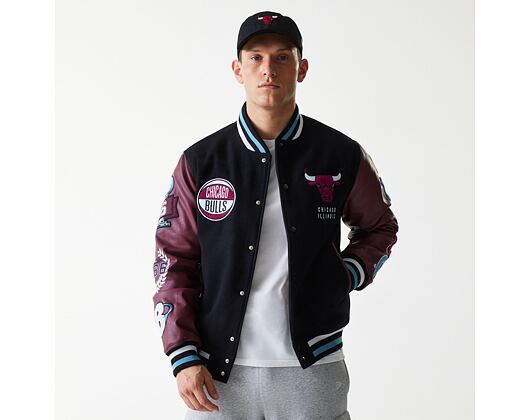 Jacke New Era - NBA Patch Varsity Jacket - Chicago Bulls - Black