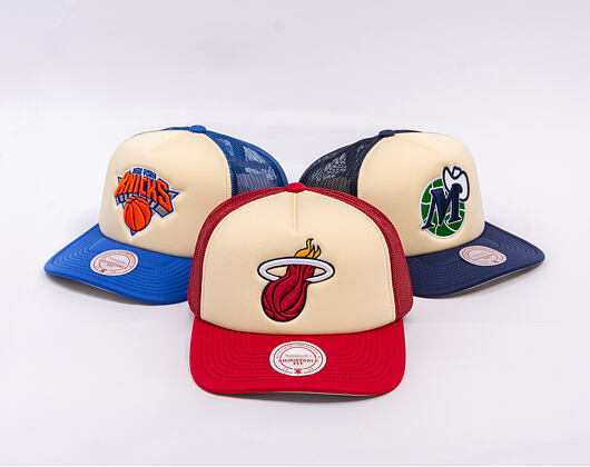 Kappe Mitchell & Ness - NBA Vintage Block Trucker - Miami Heat - Cream