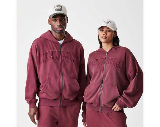 Pullover New Era - Branded Washed Full-Zip Hoody - Burgundy