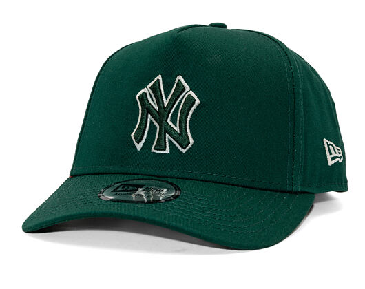 Kappe New Era - MLB Team Outline 9FORTY A-Frame - NY Yankees - Dark Green / Stone