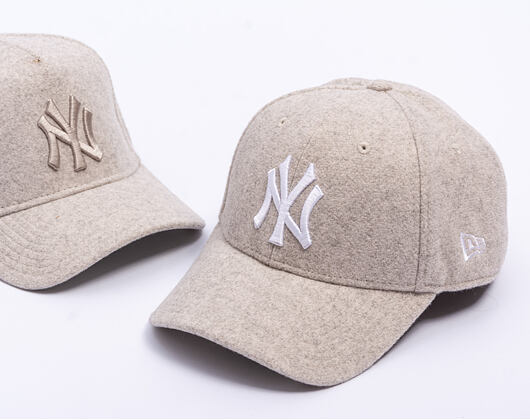 Kappe New Era - MLB Melton Wool 9FORTY - NY Yankees - Stone / White