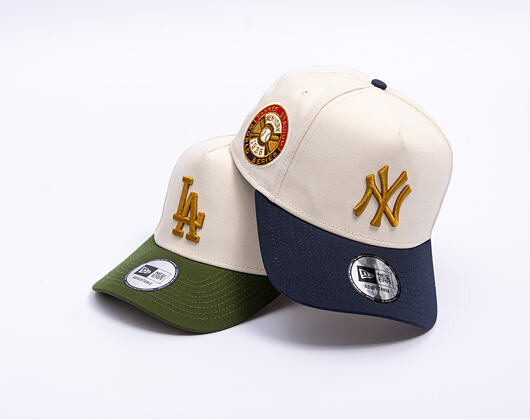 Kappe New Era - MLB WS Patch 9FORTY A-Frame - NY Yankees - Cream / Navy