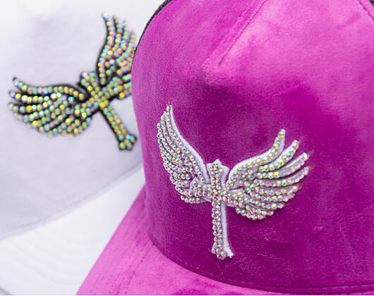 Kappe Reflection Luxury Samt Strasssteine Traube Lila