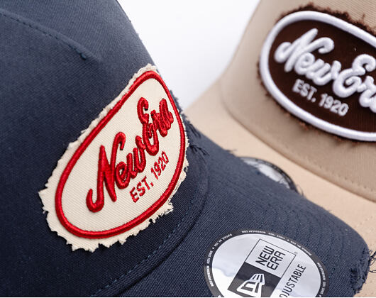 Kappe New Era - Branded Oval Canvas Distress 9FORTY Trucker - Navy