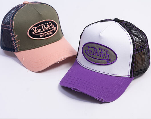 Kappe Von Dutch - Trucker - Classic Logo White/Distressed Purple Denim
