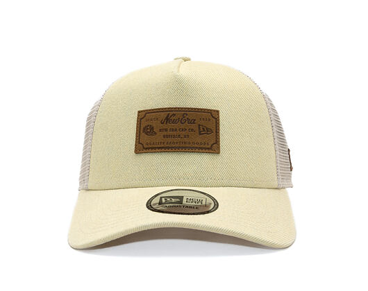 Kappe New Era - Branded Denim Leather Patch 9FORTY A-Frame Trucker - Camel
