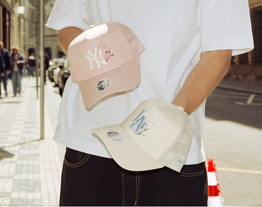 Damen Kappe New Era - MLB Floral 9FORTY A-Frame Trucker - LA Dodgers - Cream / Sky Blue