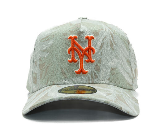 Kappe New Era - MLB Three Looms "Leafy Palm" 59FORTY A-Frame - NY Mets - Stone