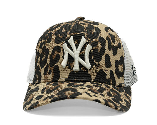 Damen Kappe New Era - MLB Summer Leopard 9FORTY M-CROWN A-Frame Trucker - NY Yankees - Brown