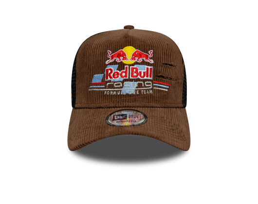 Kappe New Era - F1 Distressed Cord 9FORTY A-Frame Trucker - RED BULL F1 - Chestnut Brown