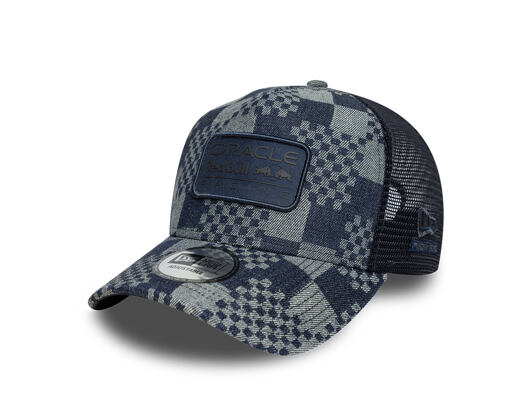 Kappe New Era - F1 Pattern Denim 9FORTY A-Frame Trucker - RED BULL F1 - Navy Blue