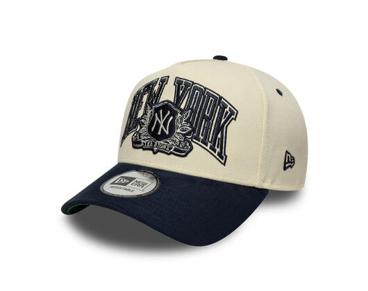 Kappe New Era - MLB Wordmark Suede 9FORTY A-Frame - NY Yankees - Cream / Navy