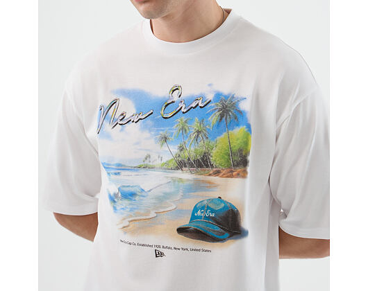 T-Shirt New Era - Branded Beach Graphic Oversized Tee - White
