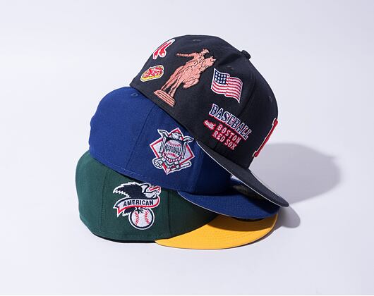 Kappe New Era 59FIFTY MLB Script 5 Boston Red Sox Navy / Red
