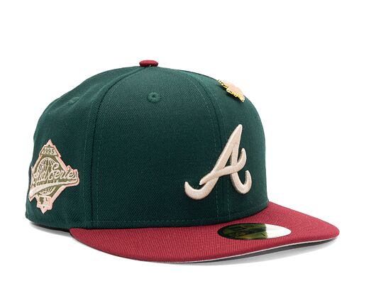 Kappe New Era 59FIFTY MLB "Leaf Drop" WS Patch Atlanta Braves Green / White