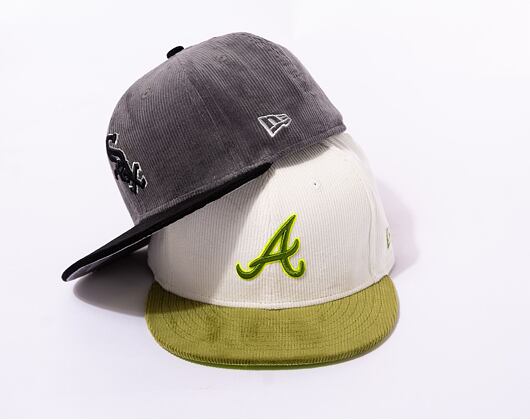 Kappe New Era 59FIFTY MLB Cord Atlanta Braves Off White / Nephrite Green / Cyber Green