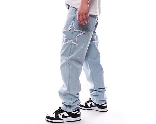 Hose Karl Kani OG Baggy Five Pocket Paintsplatter Denim Bleached blue/white
