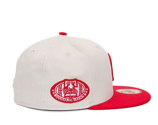 Kappe New Era 59FIFTY MLB White Crown Philadelphia Phillies Cooperstown Off White / Red