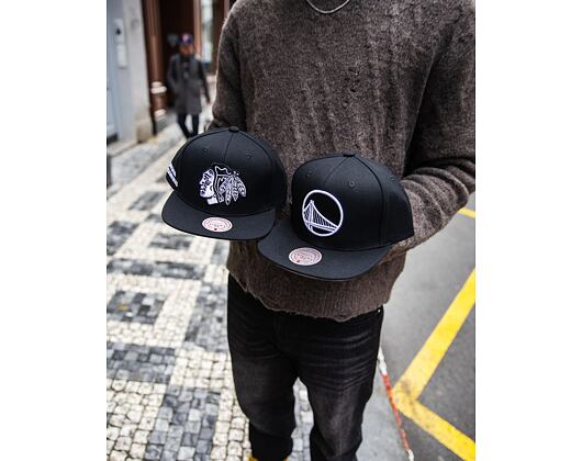 Kappe Mitchell & Ness - Evergreen Black White Snapback - Chicago Blackhawks - Black