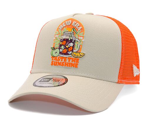 Kappe New Era - Summer Patch 9FORTY Trucker - Stone / Orange
